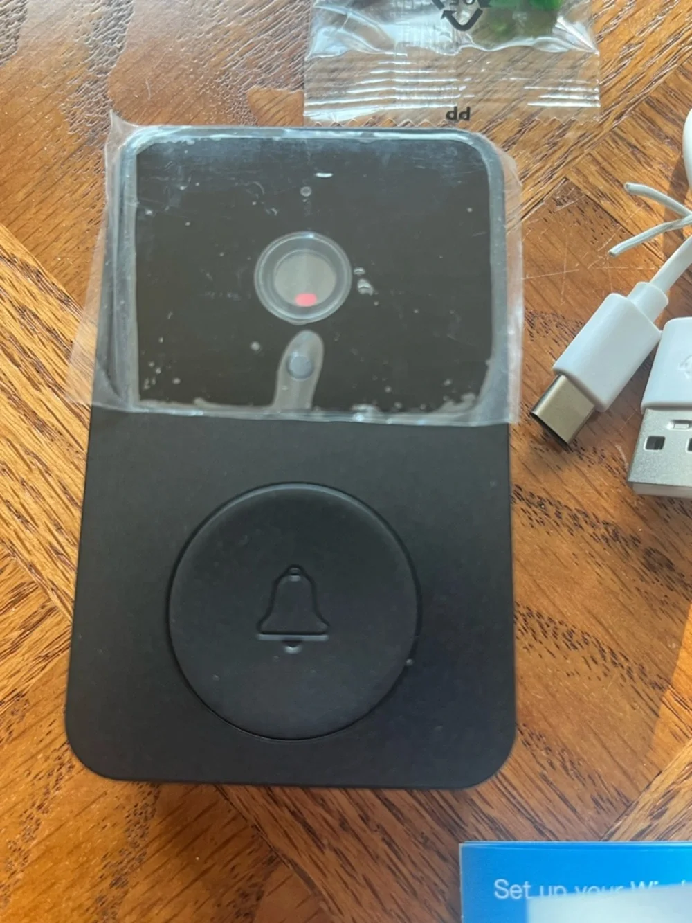 Mini Black Doorbell With Camera And Chime WiFi Connect USB Charge Home Security